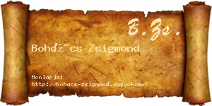 Bohács Zsigmond névjegykártya